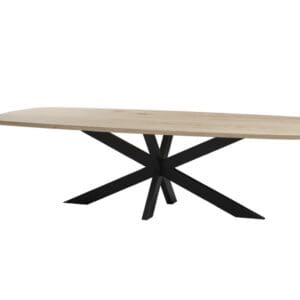 Eiken eettafel Deens ovaal met stalen 3D spin small
