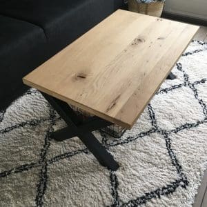 Eiken salontafel met stalen U poot