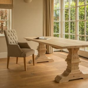 Rechte eiken eettafel klooster poot