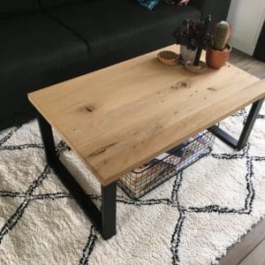 Stalen U poot eiken salontafel