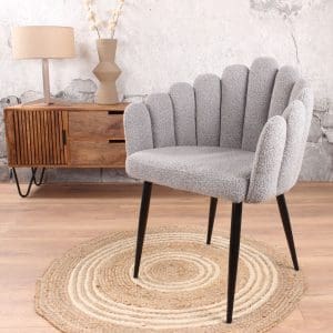 Flow eetkamerstoel bouclé grijs