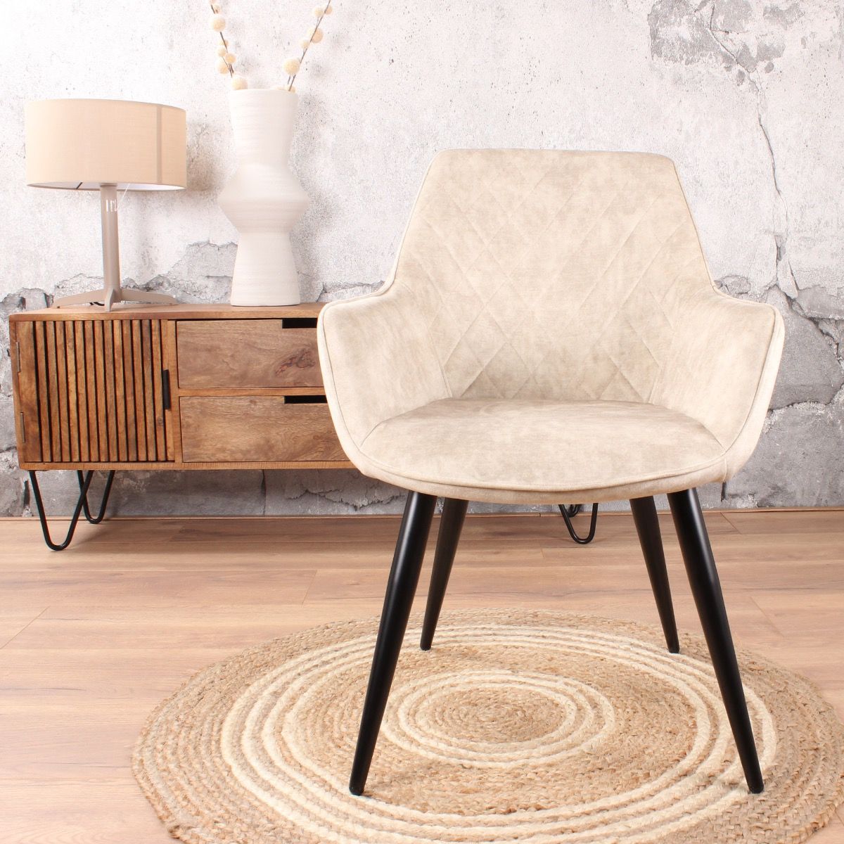 Lia eetkamerstoel vintage ivoor - Afbeelding 2