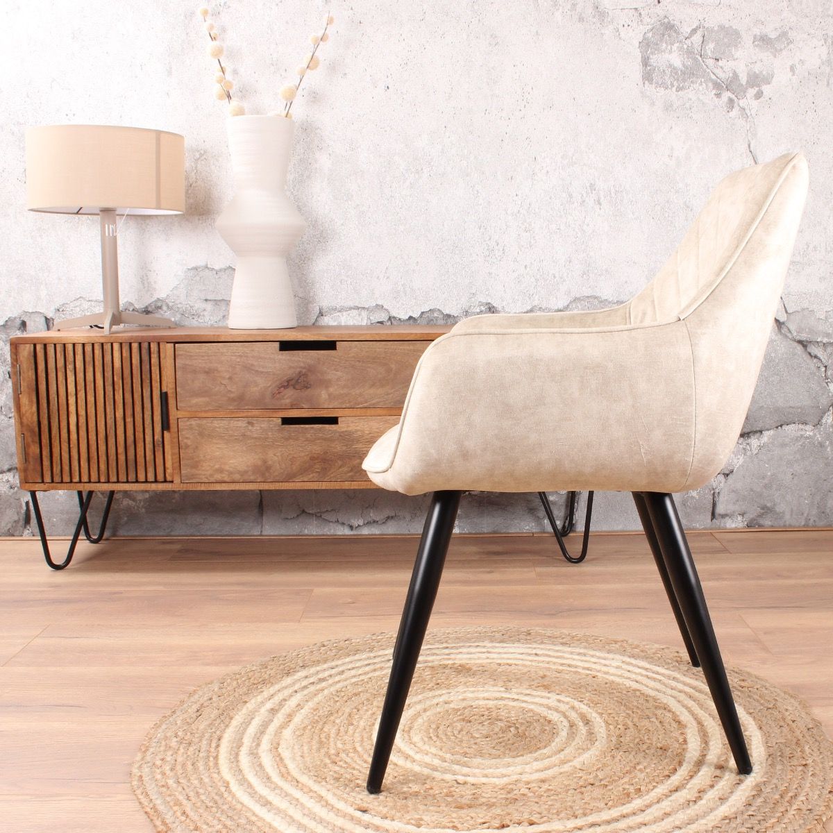 Lia eetkamerstoel vintage ivoor - Afbeelding 3