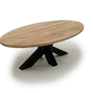Eiken salontafel ovaal 3D staal