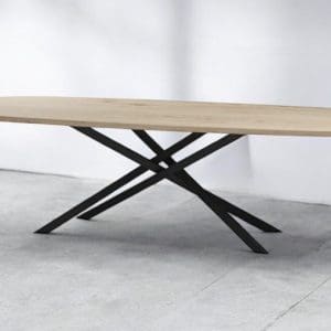 Eiken eettafel Deens ovaal met stalen Fio