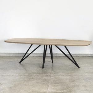 Eiken eettafel Deens ovaal met stalen Starline poot