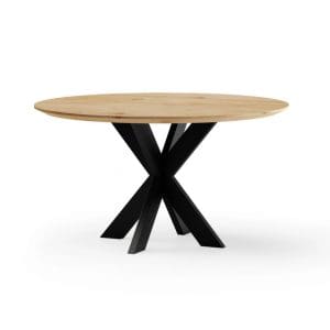 Eiken eettafel Rond met stalen 3D spin fine