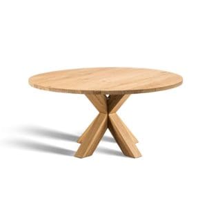 Eiken eettafel rond met 3D eiken poot