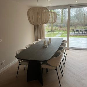 Eiken eettafel Deens ovaal met eiken Maan