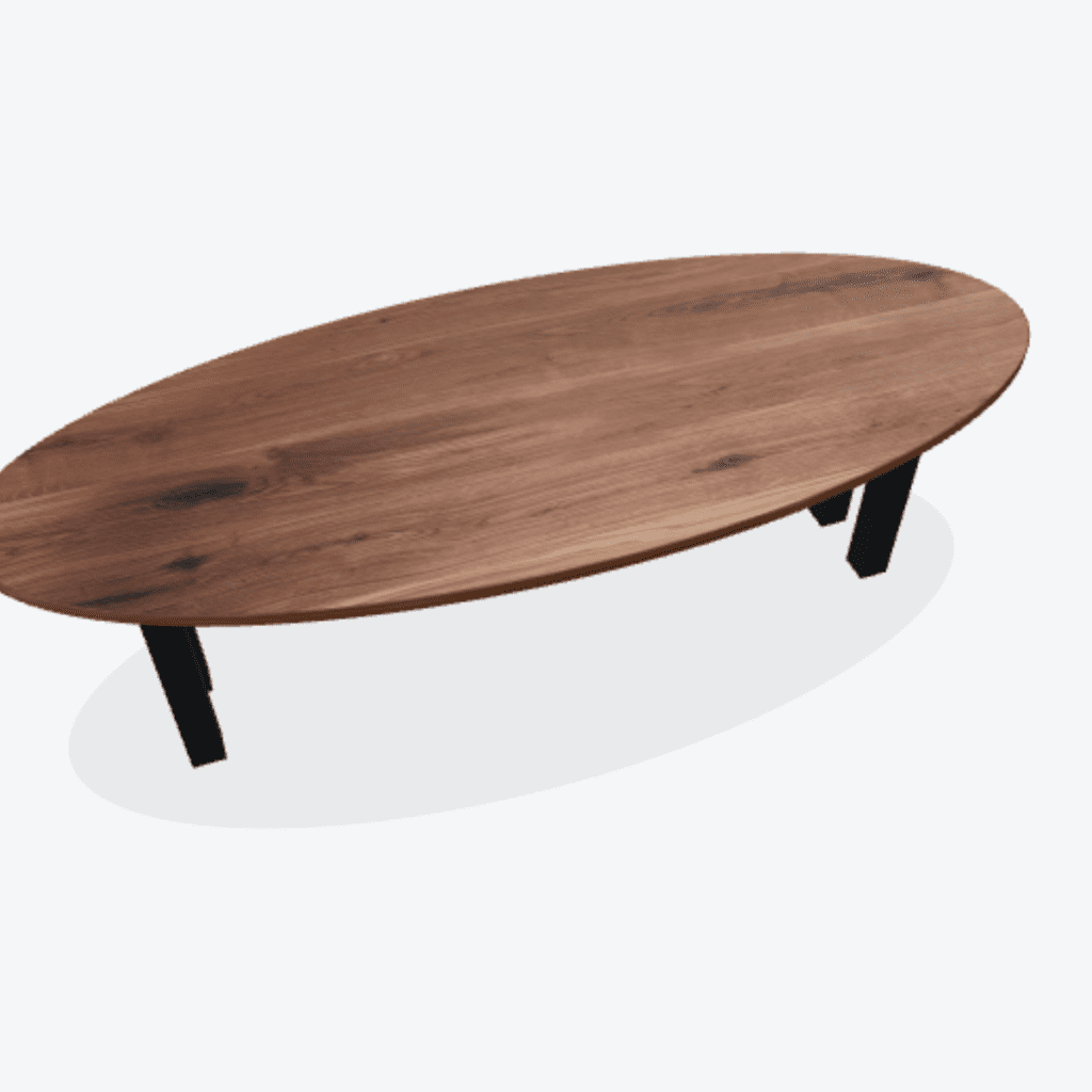 3D Render van tafel configuratie: Ovaal - 2.00x0.90m